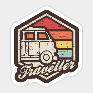 Retro Badge Traveller Dark Sticker